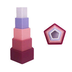 Toddler Educational Silicone Stacking Blocks With Star Heart Flower Shape