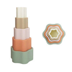 Toddler Educational Silicone Stacking Blocks With Star Heart Flower Shape