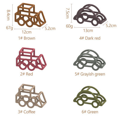 Car Shape Baby Silicone Toys Multi Color Food Grade Nontoxic Material