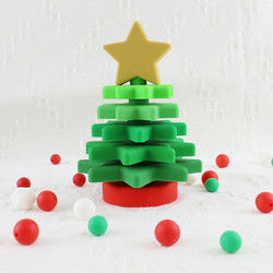 Babe Soft Silicone Stacking Rings Blocks With Christmas Tree Shape