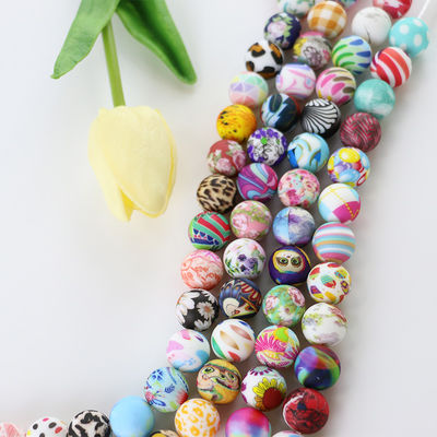 Round Printing Silicone Teething Bead BPA Free With 12mm 15mm Size