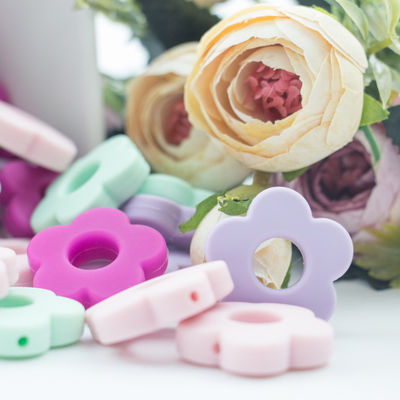 Flower Holes Silicone Teething Bead 4.5cm For DIY Pacifier Clip Chew Necklace