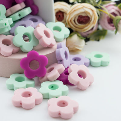 Flower Holes Silicone Teething Bead 4.5cm For DIY Pacifier Clip Chew Necklace