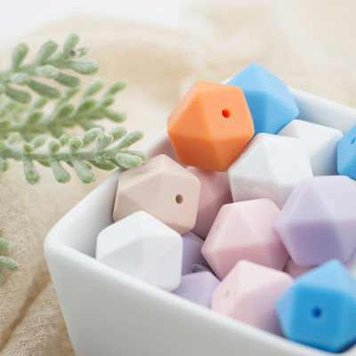17mm Hexagon Silicone Teething Bead Eco Friendly Safety Chewable For Baby Teething