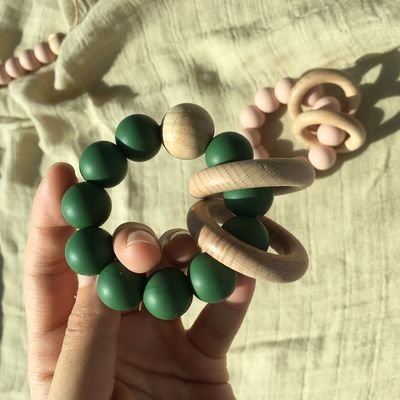 Customized Silicone Teething Bead Bracelet For Infant Baby Kids Playing