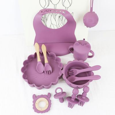customized silicone products  Food Grade Silicone feeding Set Cartoon cat Style silicone baby food set