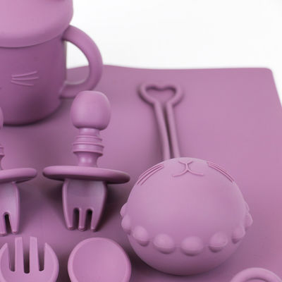customized silicone products  Food Grade Silicone feeding Set Cartoon cat Style silicone baby food set
