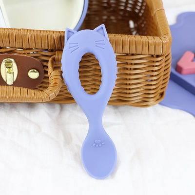Cat Shape Silicone Tableware Set , Silicone Divided Cat Plate Cat shape spoon  Non Toxic BPA Free