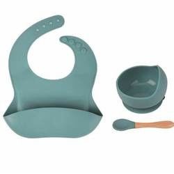 Customize Baby Feeding Silicone Tableware Set With  silicone section plate  Bib Spoon Bowl Spoon Bowl Plate