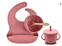 Customize Baby Feeding Silicone Tableware Set With  silicone section plate  Bib Spoon Bowl Spoon Bowl Plate