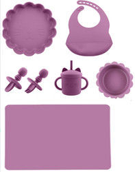 Customize Baby Feeding Silicone Tableware Set With  silicone section plate  Bib Spoon Bowl Spoon Bowl Plate