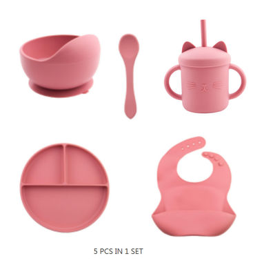 Non Toxic Silicone Baby Feeding Set  silicone dummy holder Silicone Bib And Plate Set With Customize Logo