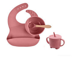 Non Toxic Silicone Baby Feeding Set  silicone dummy holder Silicone Bib And Plate Set With Customize Logo