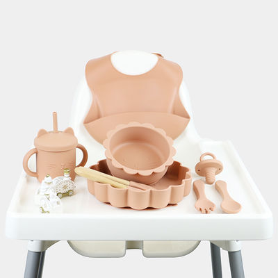 5 Pcs Non Slip Baby Feeding Silicone Set Waterproof BPA Free For Children