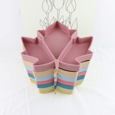 Food Grade Toddler Silicone Plates , Maple Shape Suction Divided Plate Unbreakable