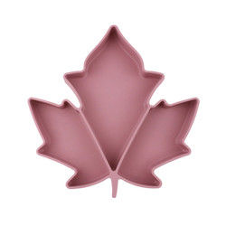 Food Grade Toddler Silicone Plates , Maple Shape Suction Divided Plate Unbreakable