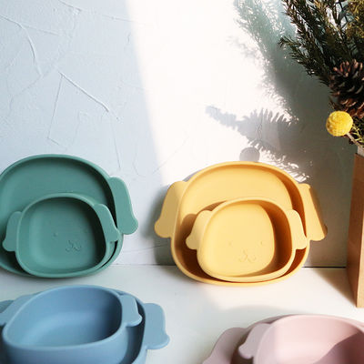 Dog Shape Toddler Silicone Plates Food Grade Non Toxic Eco Friendly