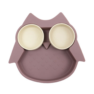 Owl Shape Silicone Baby Suction Plate Non Toxic BPA Free With Pantone Color