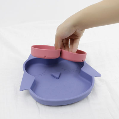 Owl Shape Silicone Baby Suction Plate Non Toxic BPA Free With Pantone Color