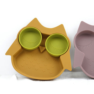Owl Shape Silicone Baby Suction Plate Non Toxic BPA Free With Pantone Color