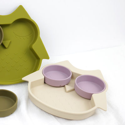 Owl Shape Silicone Baby Suction Plate Non Toxic BPA Free With Pantone Color