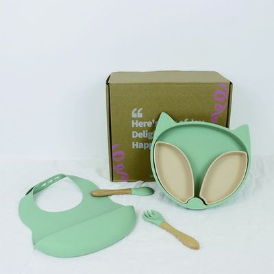 Eco Friendly Baby Silicone Suction Plate Silicone Dinnerware Set For Toddler Feeding