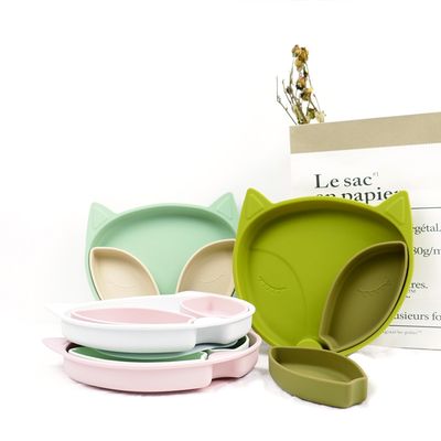 Eco Friendly Baby Silicone Suction Plate Silicone Dinnerware Set For Toddler Feeding