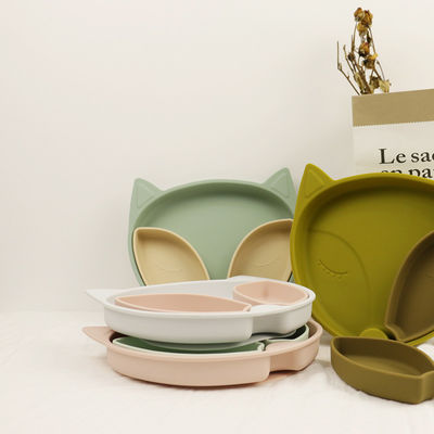 Eco Friendly Baby Silicone Suction Plate Silicone Dinnerware Set For Toddler Feeding