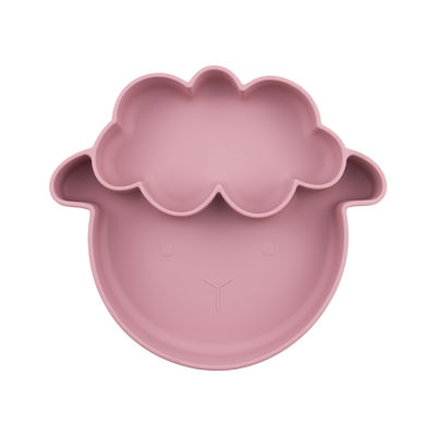 Multiple Colors Non Slip Toddler Silicone Plates With Sheep Style Suction Type