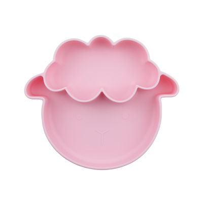 Multiple Colors Non Slip Toddler Silicone Plates With Sheep Style Suction Type