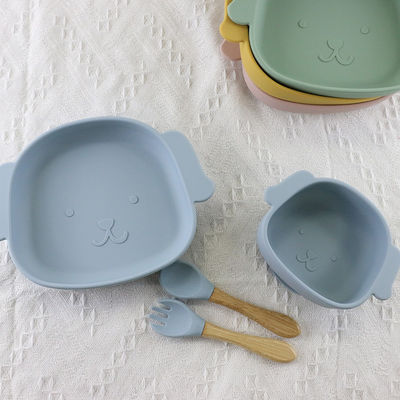 Dog Pattern Silicone Bowl Set Soft Comfortable For Baby Kid