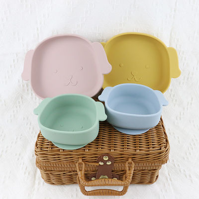 Dog Pattern Silicone Bowl Set Soft Comfortable For Baby Kid