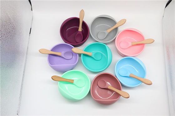 Multi Colors Durable Silicone Bowl Set Soft Flexible For Baby Feeding