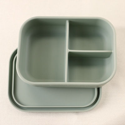 3 Compartment Silicone Lunch Containers , Reusable Silicone Bento Lunch Box Leak Proof