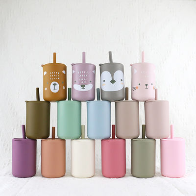 Non Slip BPA Free Kids Silicone Cup Set Waterproof For Small Baby