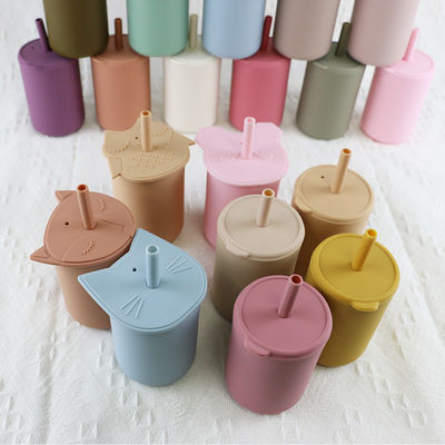 Non Slip BPA Free Kids Silicone Cup Set Waterproof For Small Baby