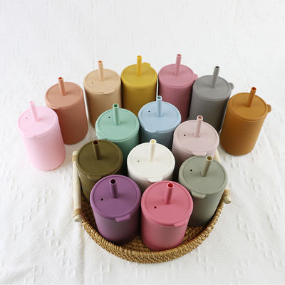 Non Slip BPA Free Kids Silicone Cup Set Waterproof For Small Baby