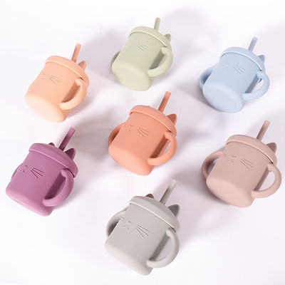 Food Grade Toddler Silicone Cup Eco Friendly Cat Kitten Animal Style
