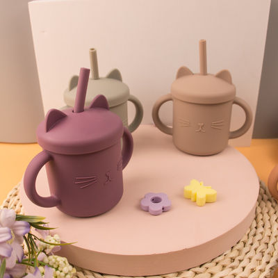 Food Grade Toddler Silicone Cup Eco Friendly Cat Kitten Animal Style