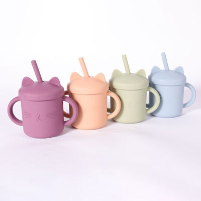 Food Grade Toddler Silicone Cup Eco Friendly Cat Kitten Animal Style