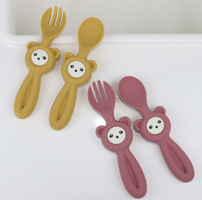 Soft Cute Panda Style Silicone Forks And Spoons For Baby Children