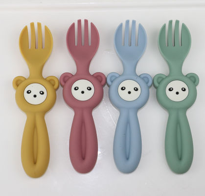 Soft Cute Panda Style Silicone Forks And Spoons For Baby Children