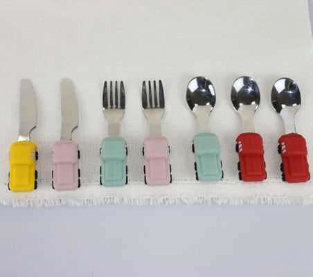 Customized Color Stainless Steel Fork With Car Shape Silicone Handle