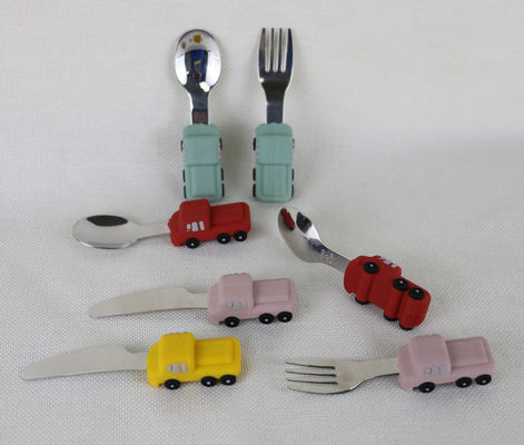 Customized Color Stainless Steel Fork With Car Shape Silicone Handle