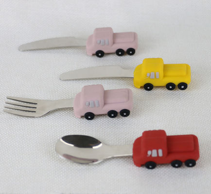 Customized Color Stainless Steel Fork With Car Shape Silicone Handle
