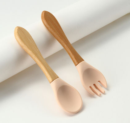 Custom Silicone Forks And Spoons , Silicone Baby Food Set For Toddler Weaning Training
