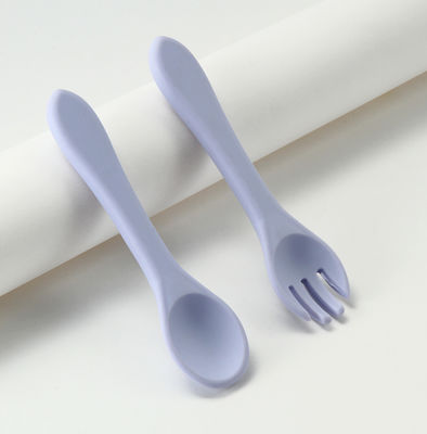 Custom Silicone Forks And Spoons , Silicone Baby Food Set For Toddler Weaning Training