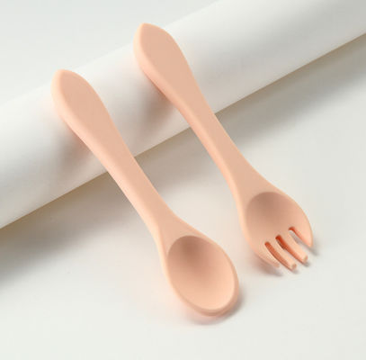 Custom Silicone Forks And Spoons , Silicone Baby Food Set For Toddler Weaning Training