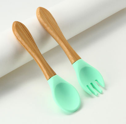 Custom Silicone Forks And Spoons , Silicone Baby Food Set For Toddler Weaning Training