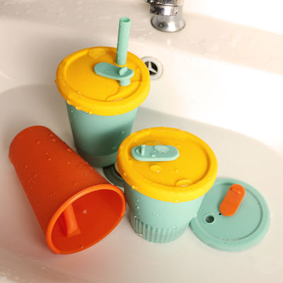 Hot Proof Portable Silicone Kids Cup For Tea Milk Juice 300ml 350ml